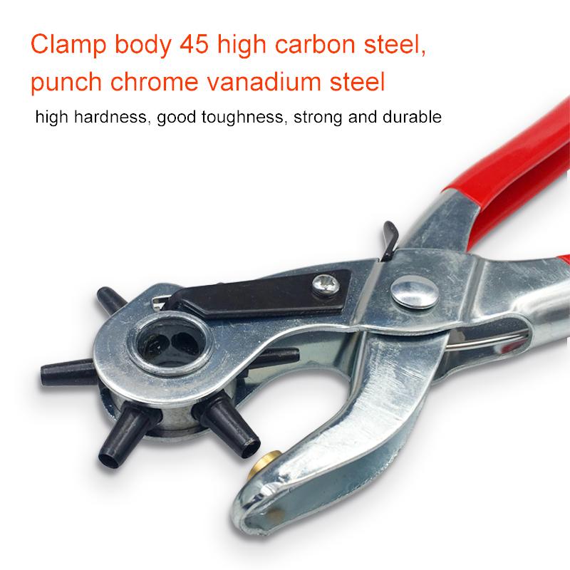 6 Hole Size Household Belt Hole Puncher Leather Punches Tools Leather Craft Punching Machine Hand Pliers Tool
