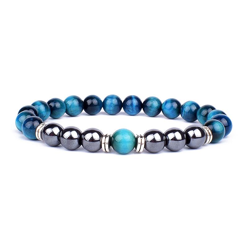 Natural Tiger Eye Beads Bracelet Hematite Stone Beaded Yoga Energy Bracelet for Women Men Charm Jewelry Gifts Pulsera de hombre