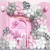 154pcs Pastel Pink Grey Balloons Garland White Silver Ballon Arch Kit Birthday Party Baby Shower Gender Reveal Decoration Globos