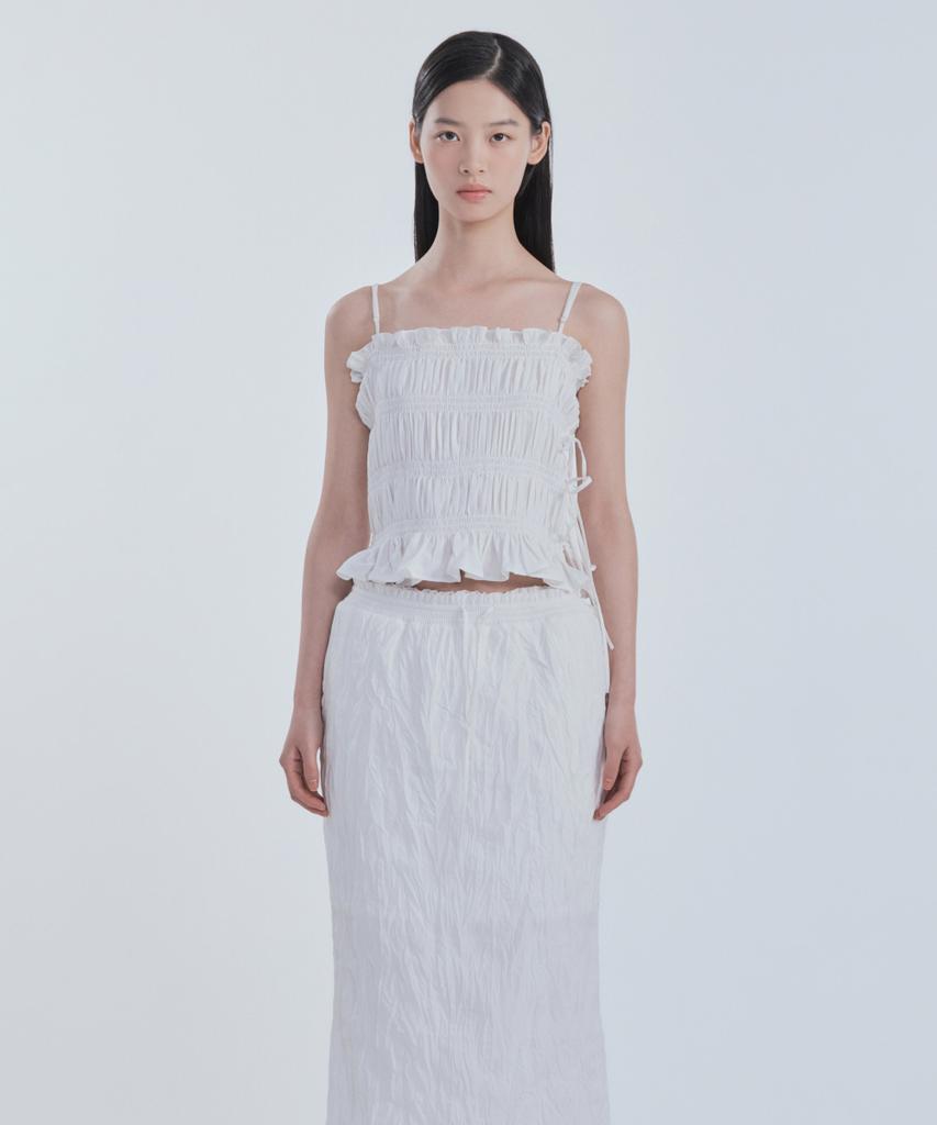 Mausolleum Marae Smocked Waist Skirt - White