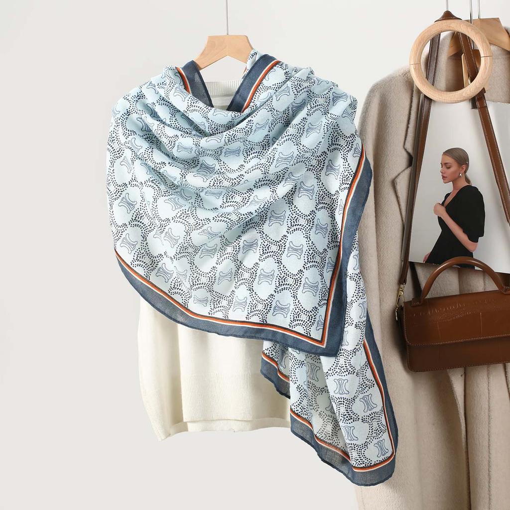 2025 New Cotton and Linen Feel Simple Color Matching Scarf Korean Version Fashion Foreign Style Travel Sunscreen Yarn