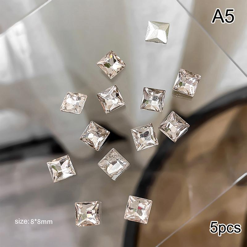 5Pcs Luxury Crystal Diamonds Pile Drills Nail Art Rhinestone 3D Diy Stacked Drill Jewelry Charms Manicure Decoration Accessorie