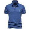Hochwertiges einfarbiges kurzärmeliges Polo-Shirt für Herren, 70% Baumwolle, mit Hirsch-Stickerei, Europäische Größe, Basic Sommer-Freizeit-Oberteil