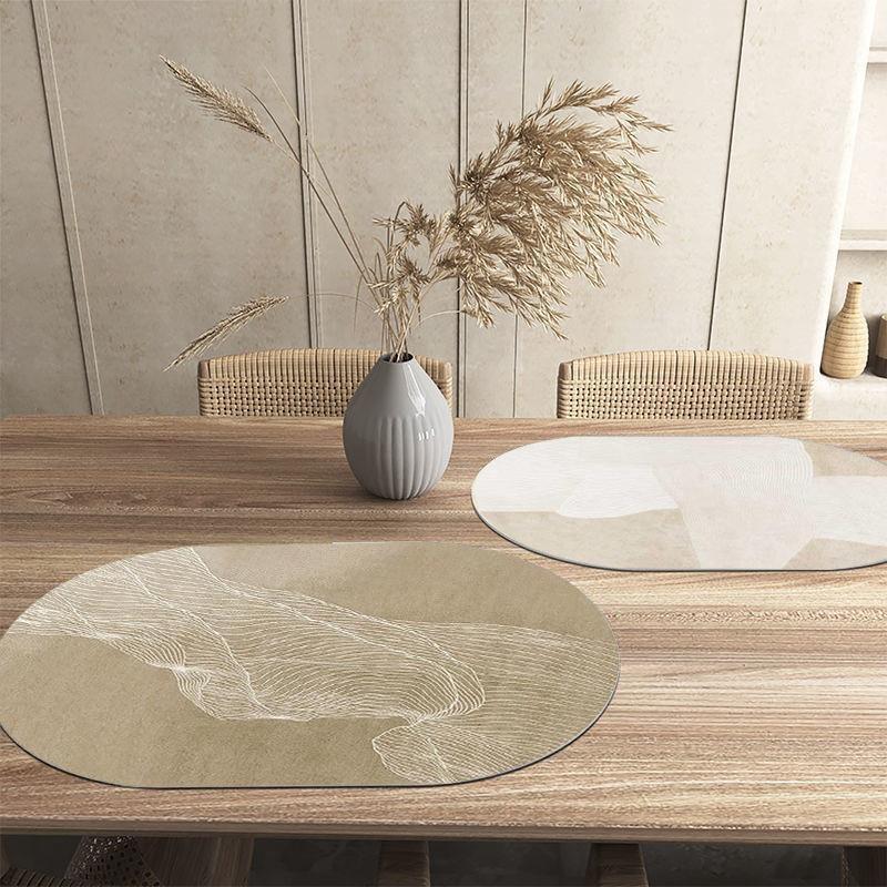 Faux Leather Placemats Oval Shape Cup Tableware Placemat Dining Table Coaster Non-slip Cup Pad Home Decor Dishes Mats