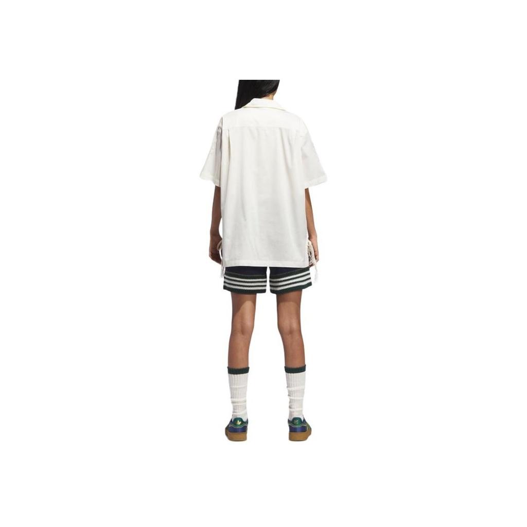 Adidas Originals X Clot Kolaborace Bowling Módní Minimalistická Všestranná Košile s Krátkým Rukávem Unisex košile Off-White JP1599