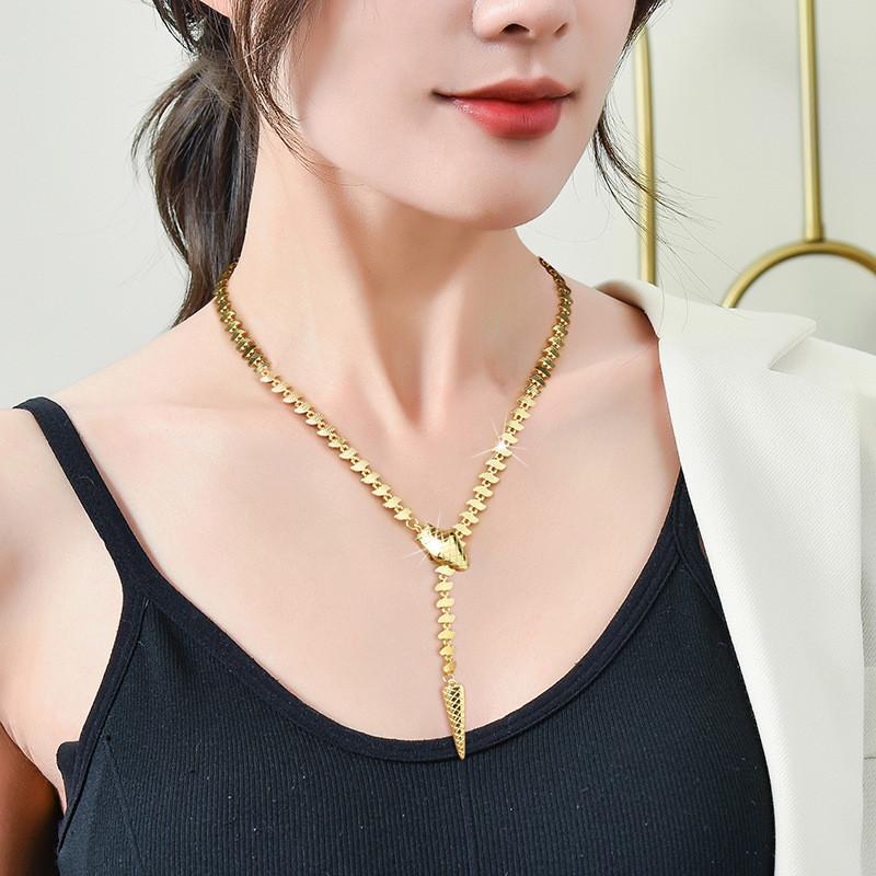Elegant Stainless Steel Snake Chain Necklace For Women With Premium Titanium Pendant In Gold And Silver For 2024 Fashion Trends