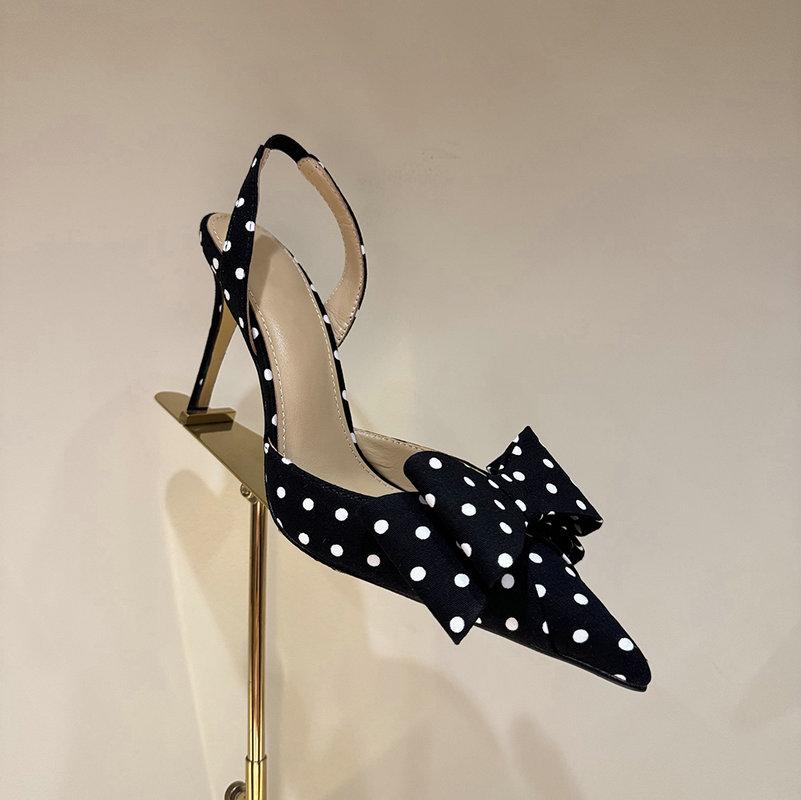 Fashion Bow Pointed-Toe Stiletto High Heels For Women 2025 Summer New Style French Elegant And Stylish Back-Strap Flip-Flops