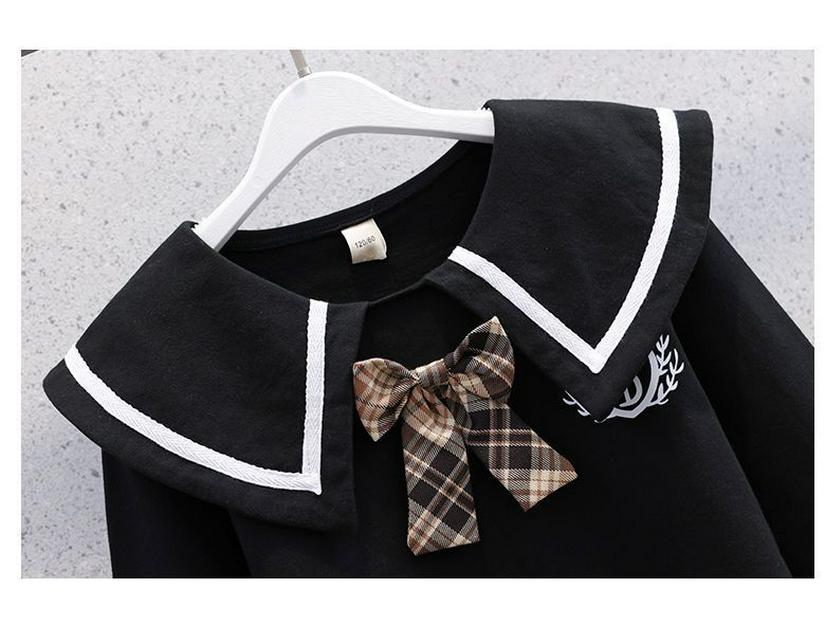 Frühlings-/Herbst Karierter Schuluniform Rockanzug für Mädchen - Schicker Lässiger JK-Stil Zweiteiler