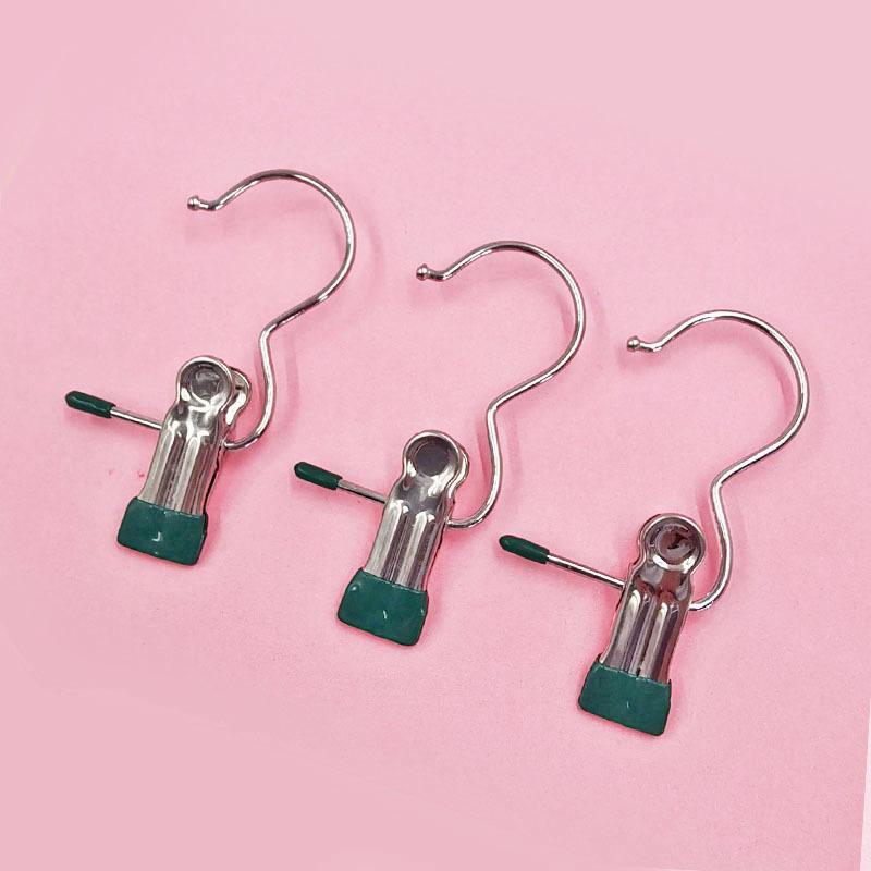 Stainless Steel Hook Clip Multi-functional 3-word Clip Hat Pants Clip Clothespin Curtain Clip Clothes Holding Clip