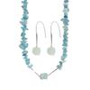 Summer Cool And Icy Imported Natural Aquamarine Beaded Necklace Silver Rock Sugar Square Earrings Set 456