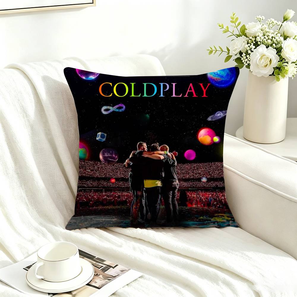 c-Coldplay MUSIC Square Double-Sided printed Pillow Case Bedroom Bedside Pillow Sofa Cushion Cover