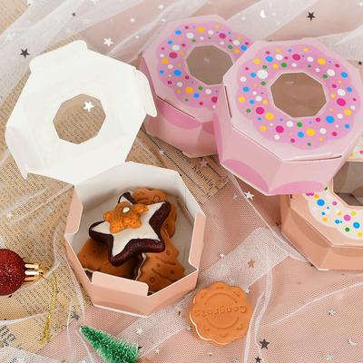 10 Pcs Donuts DIY Hexagon Candy Chocolate Gift Box Sweet Theme Party Wedding Birthday R Gift Decoration