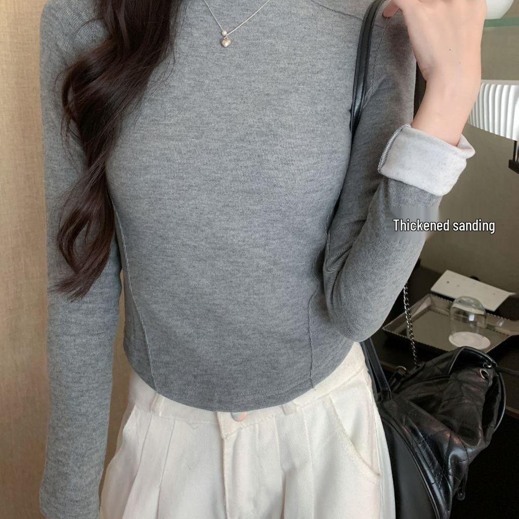 Women's High-Neck Brushed Base Layer Shirt – Slim Fit, Warm Long Sleeve, Inner Wear, Autumn/Winter Collection.