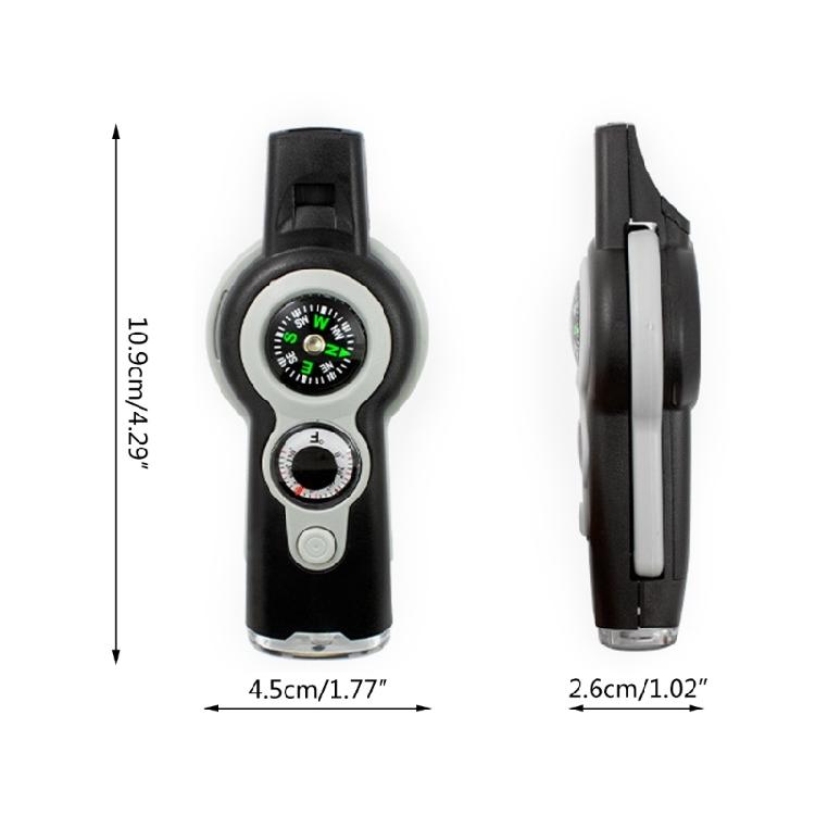 7 in 1 LED Light Whistle Thermometer Compasses Outdoor Survival Emergencies Tool