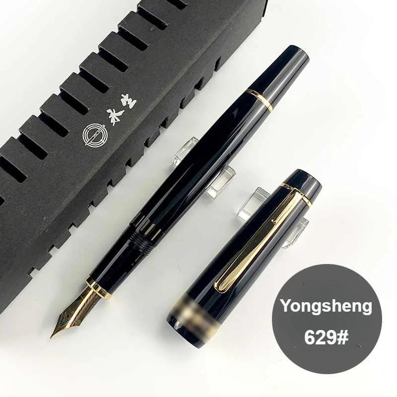 Neuer Yongsheng Wingsung 629 Kolbenfüller Iridium Gold EF F Feder Schwarz Dunkelblau Harz Schreibtinten Stifte Hohe Qualität