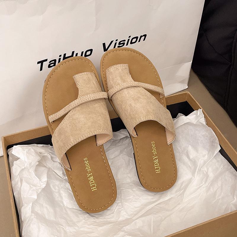 Outer cover toe flat-bottomed slippers women's summer 2025 new casual versatile open-toed flat-bottomed cool slippers beach shoes