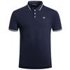 Casual Solid Color Short Sleeve Polo Shirt Men Tops Blue 8N1F30-1JPTZ-0939