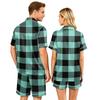Couple Matching Pajama Set Short Sleeve Button Down Shirt with Hem and Shorts Set Soft Casual Sleepwear Available In Sizes S To XXXXL