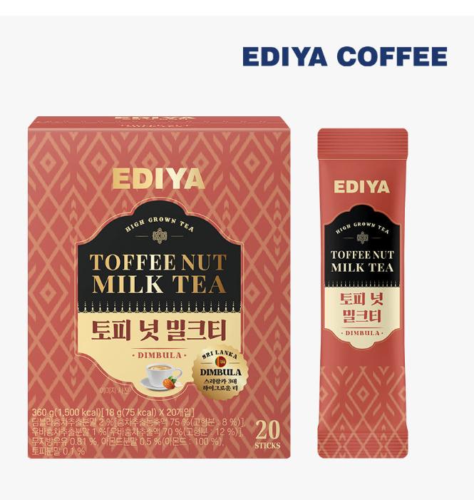 EDIYA Toffee Nut Milk Tea Stick 20 Sticks 1 box