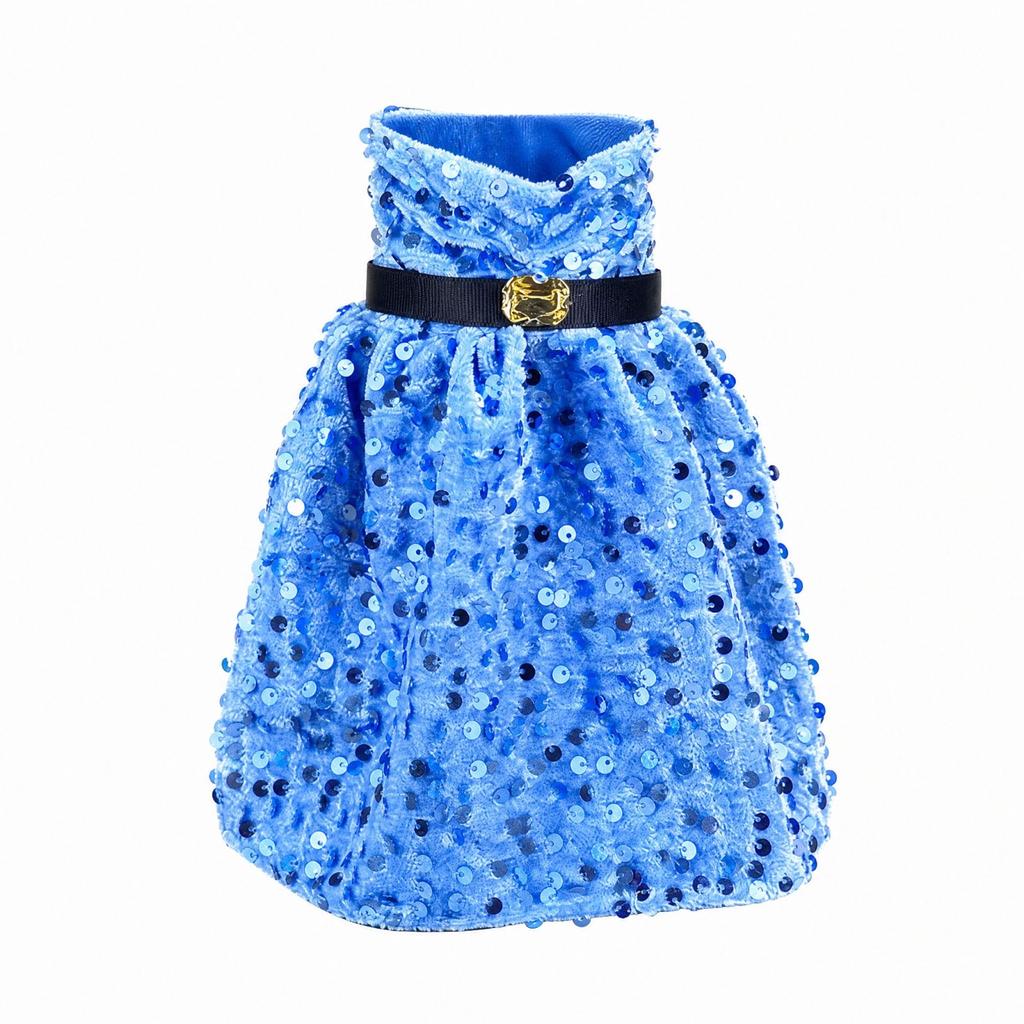 Christmas Wine Bottle Cover Dress with Sequins - Velvet Plush Bottle Decorations and Wine Bag for Holiday Party Favors