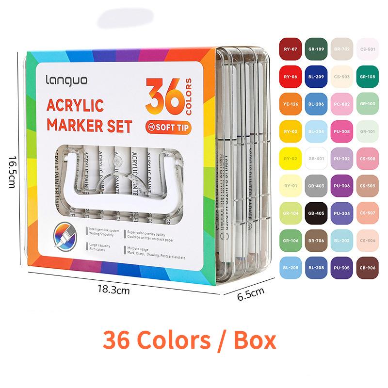 LANGUO 48/72/96 Colors Direct Liquid Colors Acrylic Paint Pens Brush Marker Pen for Student DIY Graffiti Drawing Painting Pen