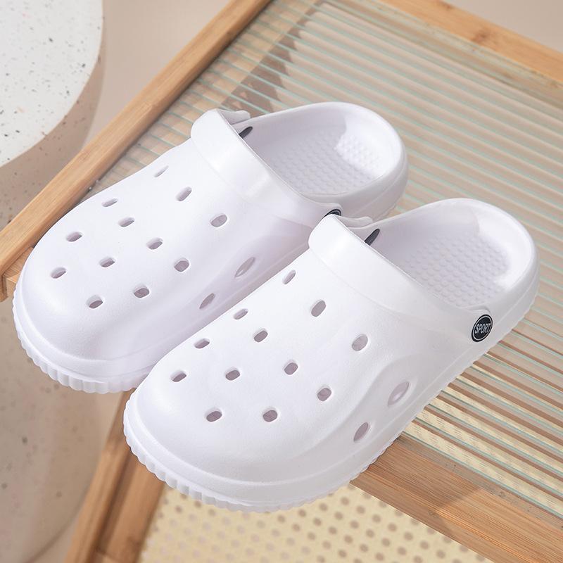 

Single size hole shoes men s summer new outer wear bag head couple non-slip and shit feeling women s shoes 45 чорний
