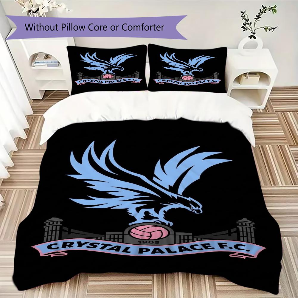 Crystal Palace FC Pattern Bedding uilt Set uilt Cover Pillowcase Home Decoration Birthday Gift (1 * duvet cover + 2 * pillowcase without core)