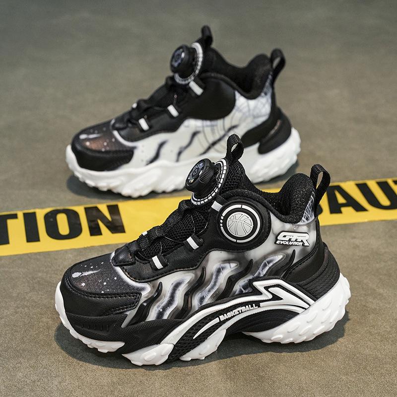 High-Top Basketballschuhe für Kinder - Herbst/Winter 2025 Leder, Drehverschluss, Abriebfeste Laufschuhe