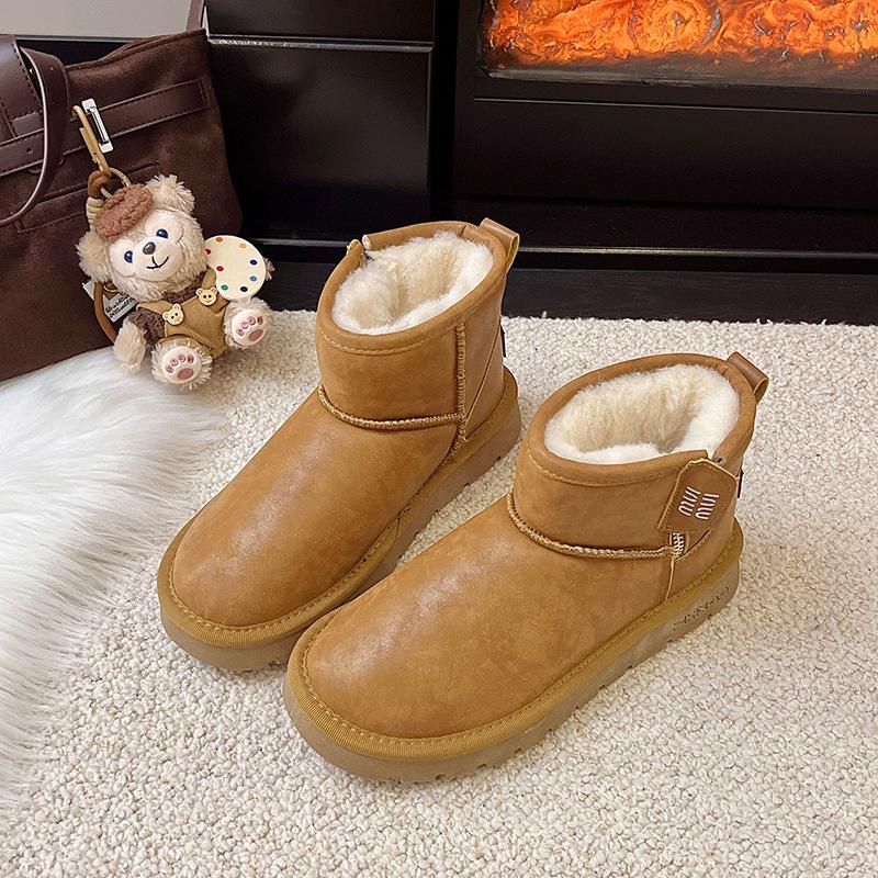 

thick-soled heightening snow boots waterproof fur integrated fleece thickened winter new warm women s shoes thick-soled short boots shoes 40