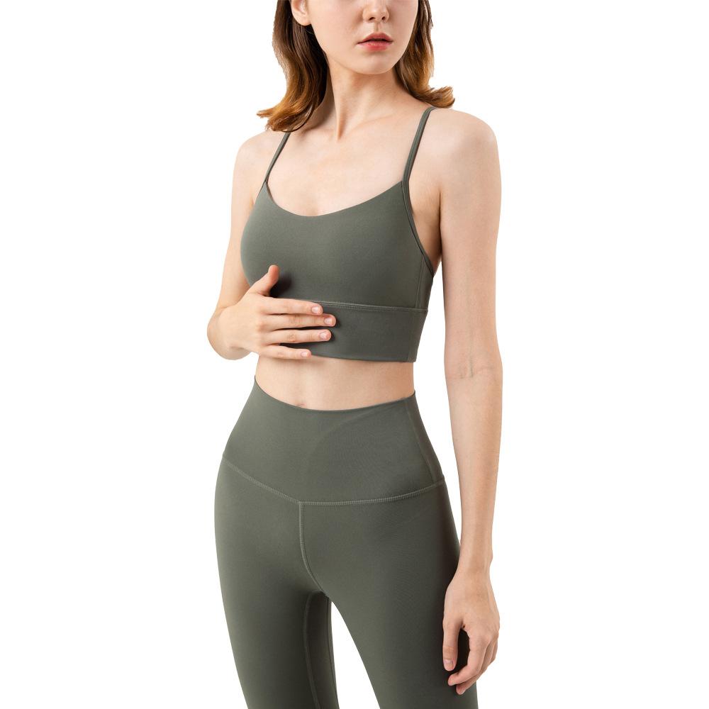 Women Comfortable Yoga Vest Pilates Sports Bra Summer Solid Beauty Back Fitness Longline Yoga Bra