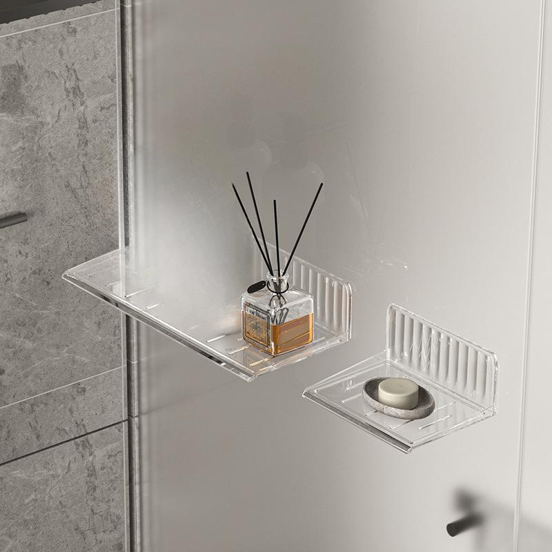 Bathroom Mirror Cabinet Storage Box Wall-mounted Perforation-free Household Washing Table Cosmetics Contact Lenses Remover Cotton Storage Rack