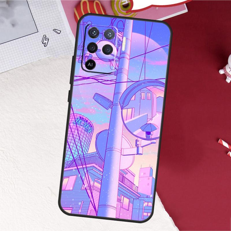 Pastel Japan Kyoto City Case For Oppo A18 A98 A38 A58 A78 A60 A80 A40 A96 A76 A16 A94 A74 A54 A15 A17 A57 A77 A5 Pro