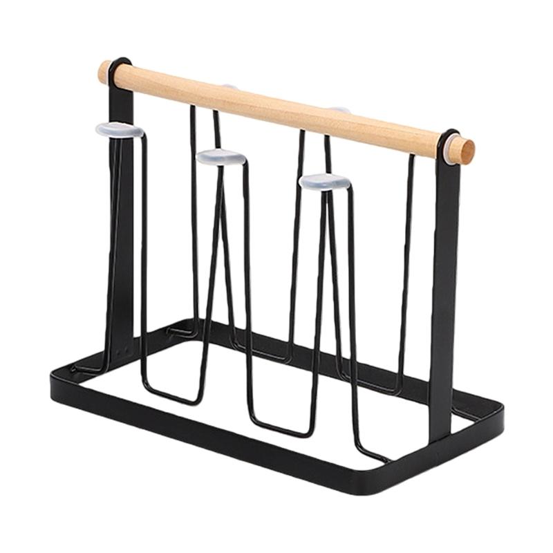 

Elegant Iron Mug Rack Cups Organizer Cup Drying Stand Metal Texture Simple Theme Suitable for Modern Home Decorating чорний