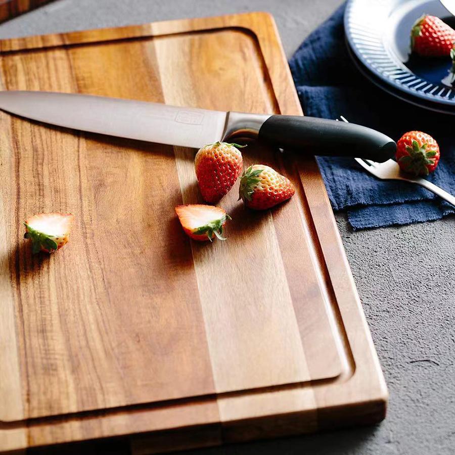 Acacia Wood Cutting Board Wooden Cutting Board with Juice Groove Durable Wooden Chopping Board for Kitchen for Meat Fruit Cheese