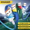 Essager 7A USB Type C Cable - Super Fast Charging Data Cord, Football Team Colors Braided Wire for iPhone 17 16, Huawei, Samsung & Xiaomi