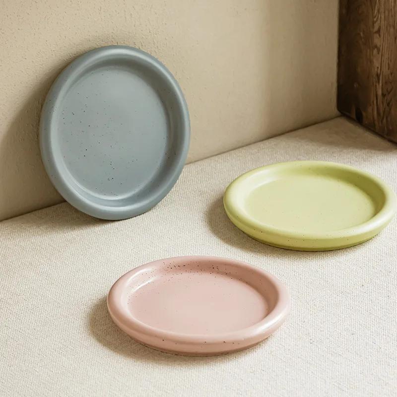 Macaron Color Plate Small Fresh Ceramic Round Plate Breakfast Plate Salad Plate Fruit Plate Dinner Plate Western Food Plate