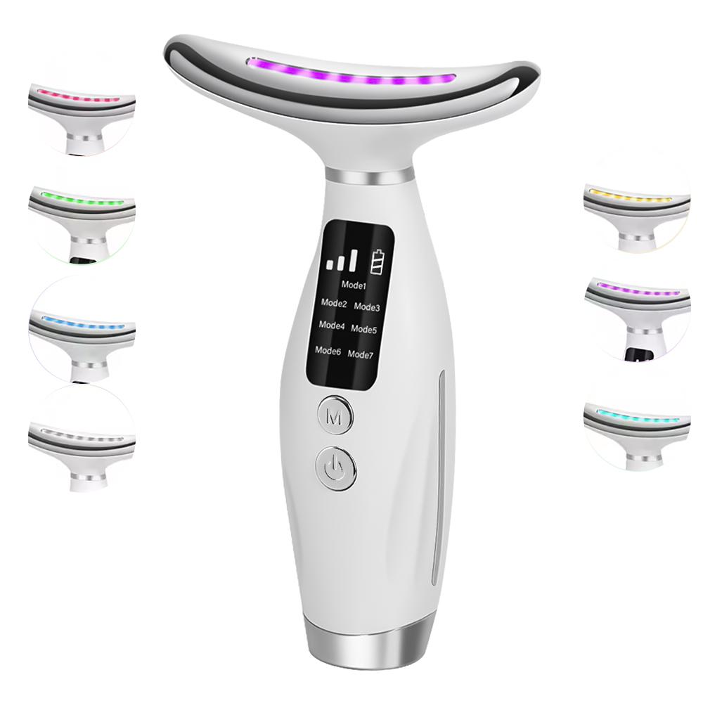 Masážní přístroj na krk EMS Face Lift 7 světelných režimů Elektrické zařízení pro zpevnění pokožky LED fotonová terapie Kosmetický přístroj Proti vráskám
