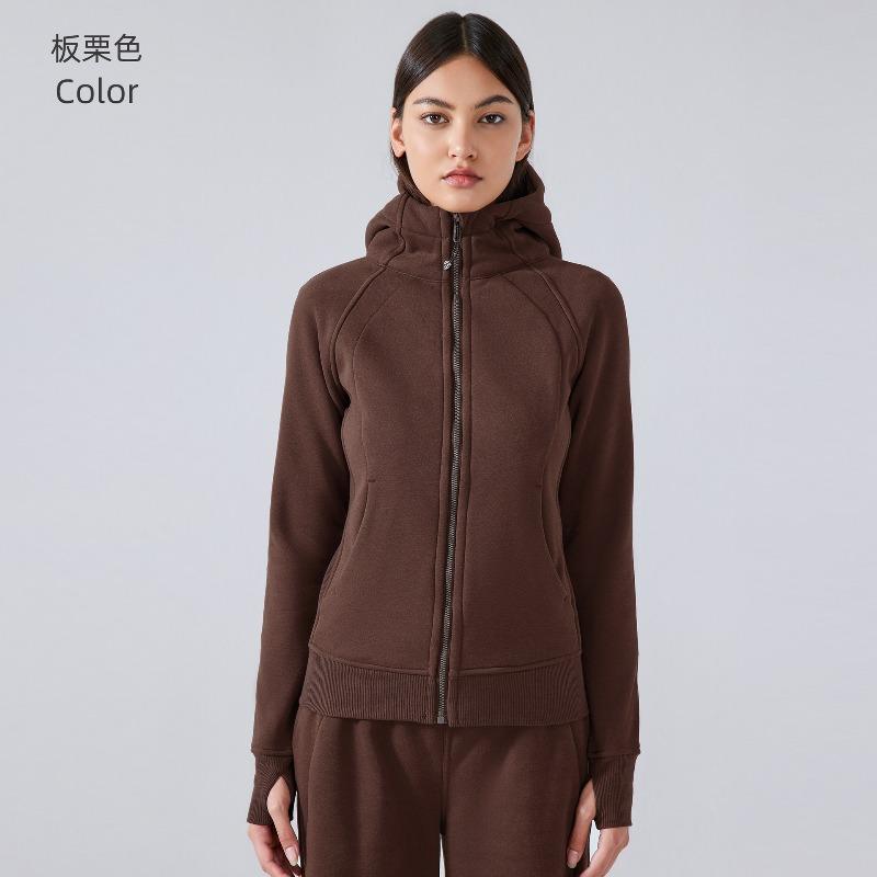 New Thickened Thermal Hooded Jacket Women's Outdoor Fitness Sweater Yoga Jacket Sports Top