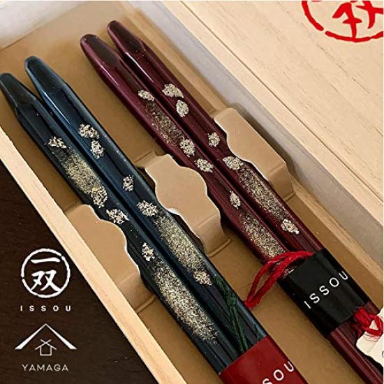 Yamaga Lacquerware Shop Gift Chopsticks Set Sakura Akari Design Pair Chopsticks Made in Japan - - - - Couple's -