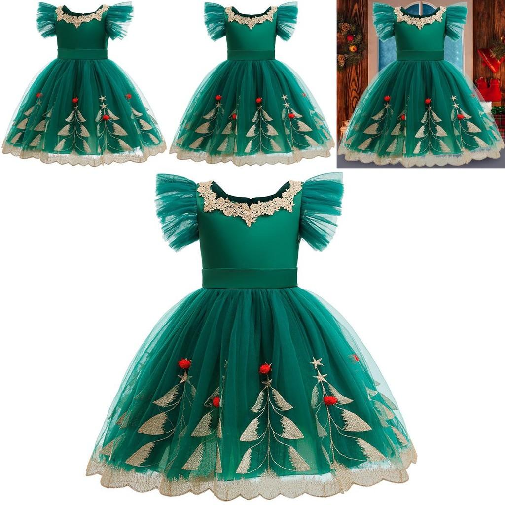 Christmas Princess Dress For Girls With Sleeveless Design For Holiday Party