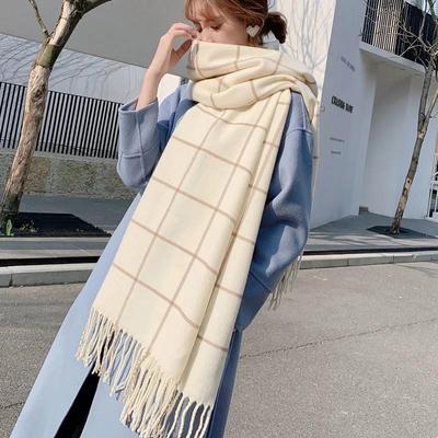Outono e inverno cachecol feminino cachecol xadrez coreano cachecol grosso selvagem longo xale