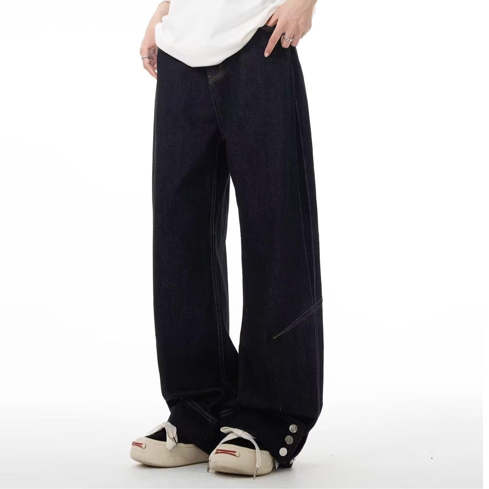 

Women s Retro Black Wide Leg Button-Up Jeans Large