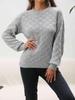 Women's 3D Plaid Headless Sweater - Simple, Loose, Round Neck Knit for Spring & Autumn