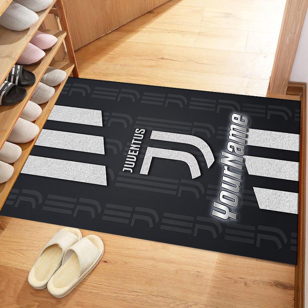 Juventus Customize Your Name Floor Mat Design for Living Rooms Hallway Entryway Bedrooms Anti-slip Rug Decorate Offices Best for Christmas