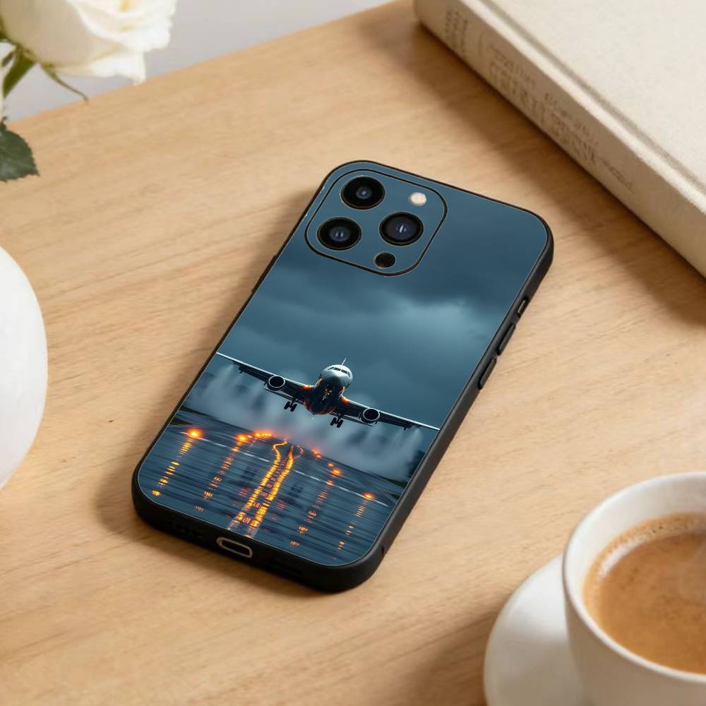 A-Airplane  Phone Case For iPhone 17 16 15 14 13 12 Max Plus Silicone Black Cover