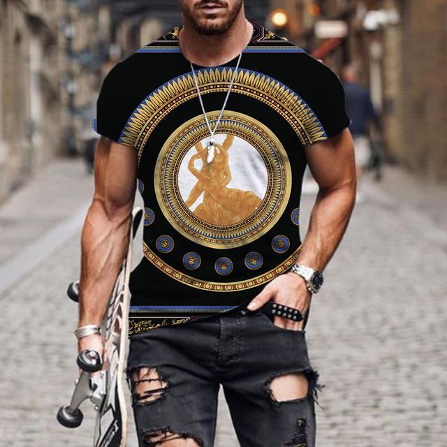 2022 Luxury High-end Pattern 3D Print Men's T Shirt O Neck Short Sleeve Funny Streetwear Summer Loose Male Oversized Tops Tees