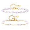Bracelet Perle Plaqué Or 18k, Chaîne Acier Inoxydable Réglable Cadeau d'Amitié pour Femmes