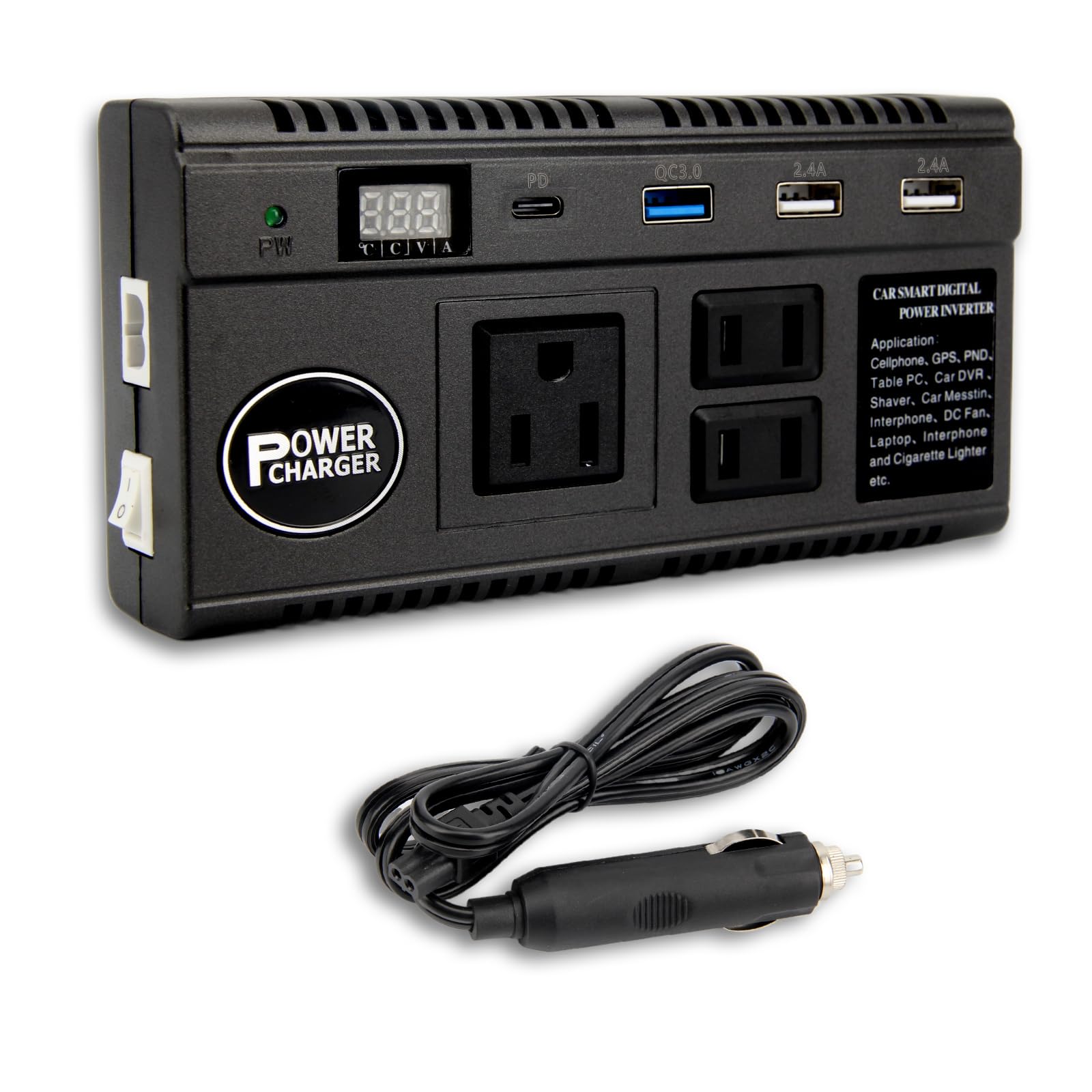 

Car inverter, car charger, 120W, DC12V, 24V to AC110V, improved sine wave car charger, car outlet