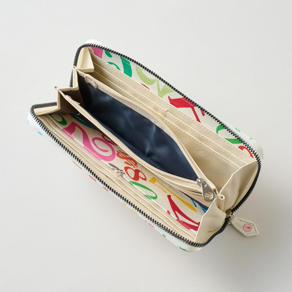 [Frank Miura] Round Zipper Long Wallet for Men and Women - Big Money (Rainbow White)