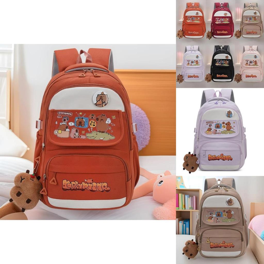 Capybara Cartoon Large Capacity Backpack With Breathable Water Resistant Oxford Fabric For Middle School Students